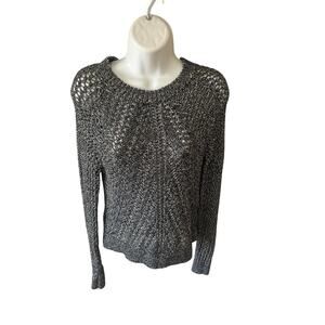 Lucky Brand Sweater Women XS New w/Tag Blk Wht Silver Knit Pullover